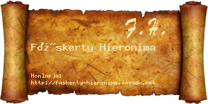 Fáskerty Hieronima névjegykártya